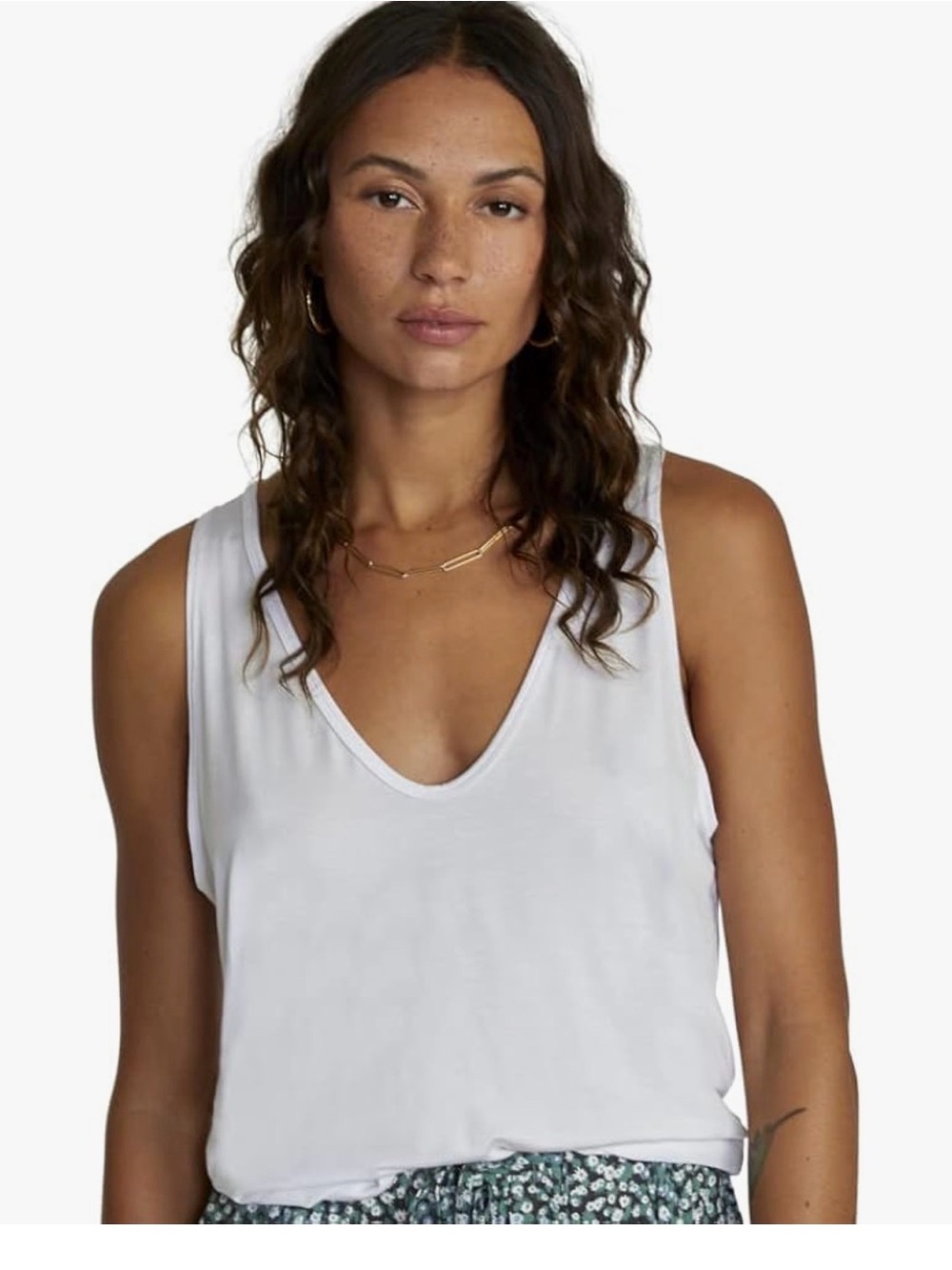 RVCA White Scoop Neck Tank Top